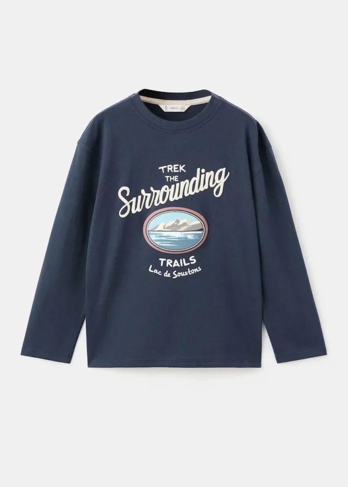 T-shirt imprimé en coton mélangé