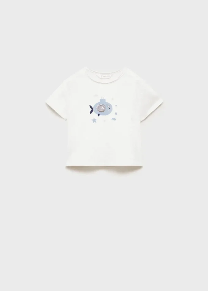 T-shirt imprimé en coton mélangé