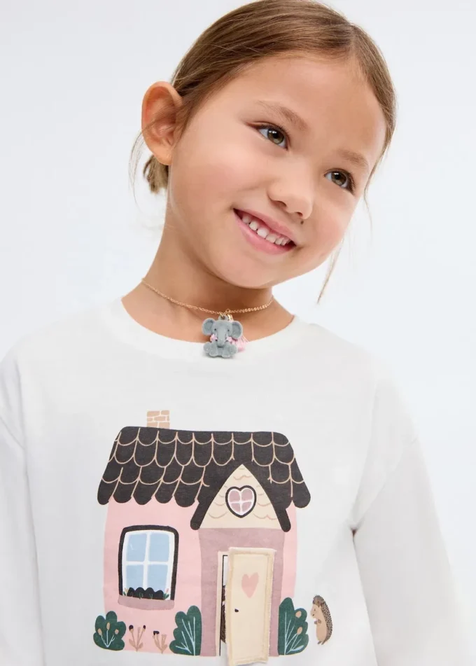 T-shirt imprimé en coton mélangé