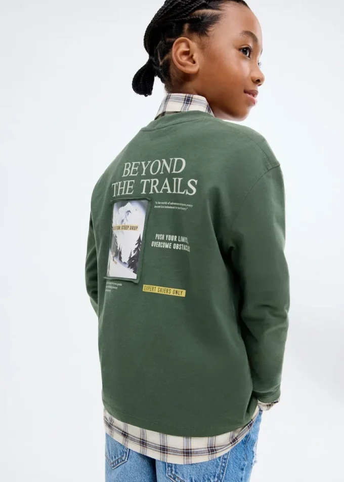 T-shirt imprimé en coton mélangé
