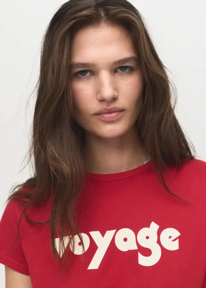 T-shirt imprimé en coton mélangé
