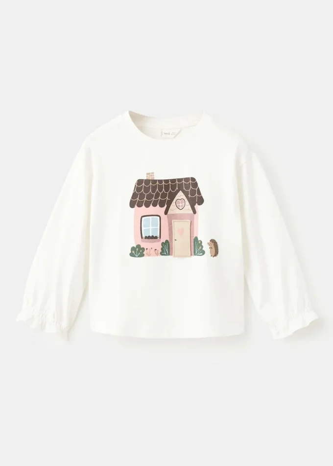 T-shirt imprimé en coton mélangé