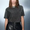 T-shirt à manches courtes en lurex