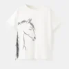 T-shirt à motif cheval effiloché