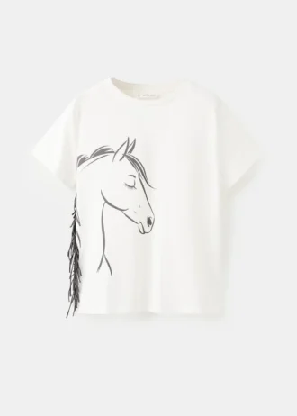 T-shirt à motif cheval effiloché