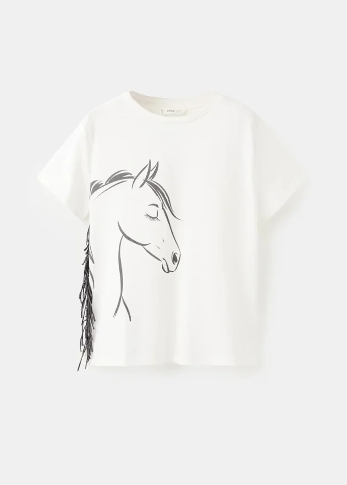 T-shirt à motif cheval effiloché