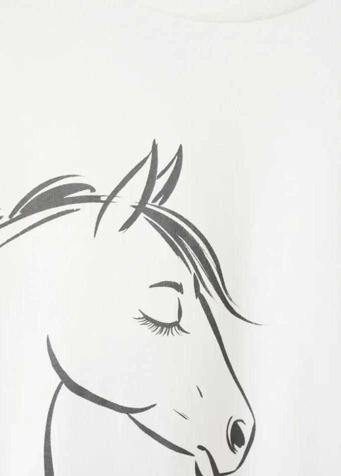 T-shirt à motif cheval effiloché