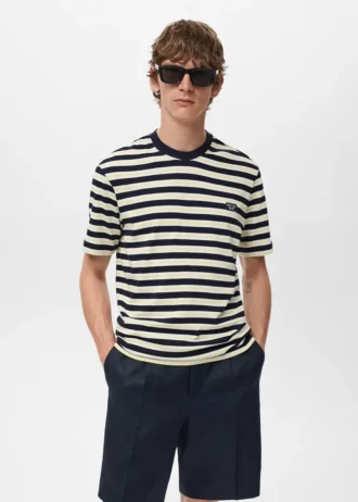 T-shirt rayé 100 % coton, coupe classique