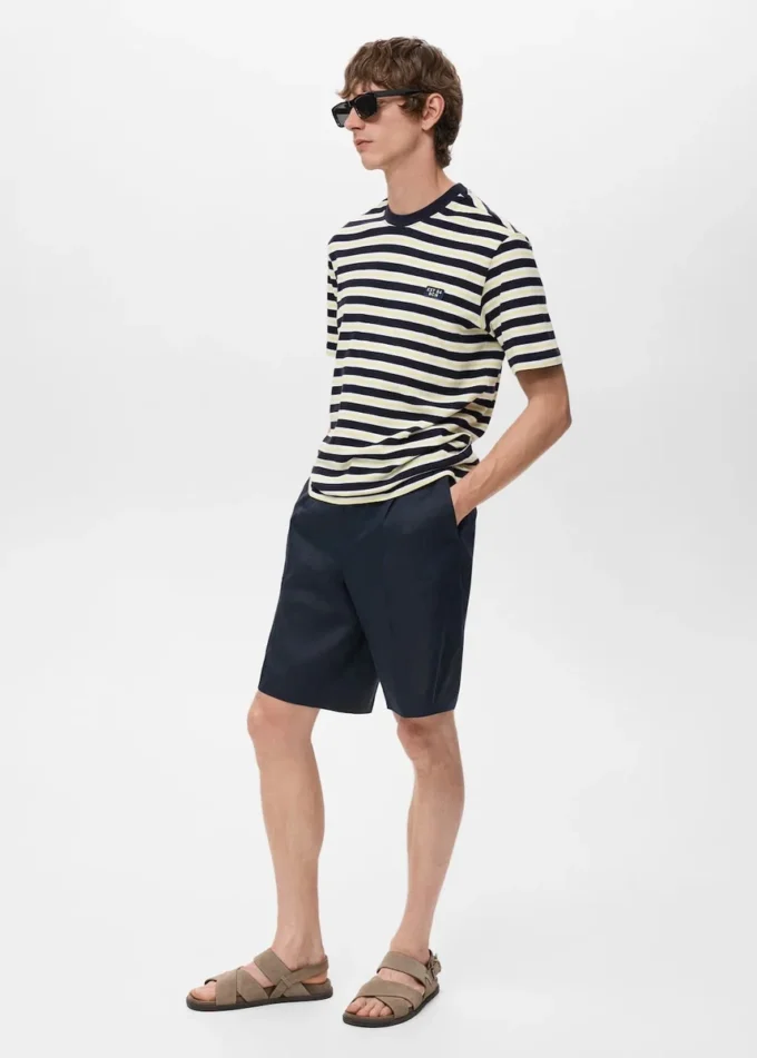 T-shirt rayé 100 % coton, coupe classique