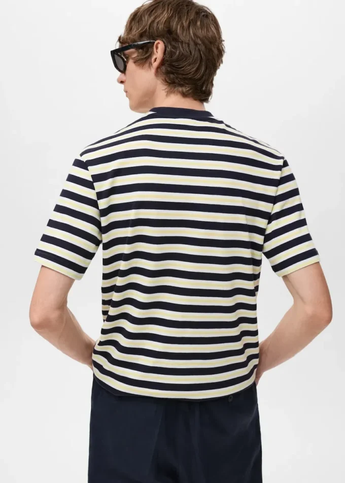 T-shirt rayé 100 % coton, coupe classique