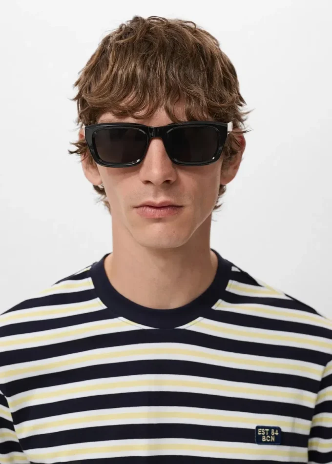 T-shirt rayé 100 % coton, coupe classique