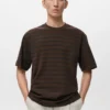 T-shirt rayé 100 % coton à coupe décontractée
