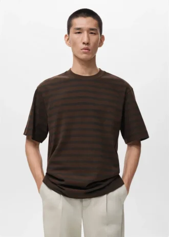 T-shirt rayé 100 % coton à coupe décontractée
