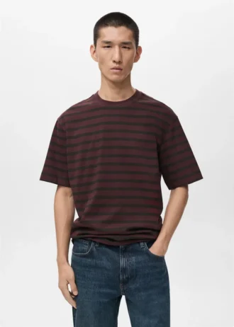 T-shirt rayé 100 % coton à coupe décontractée