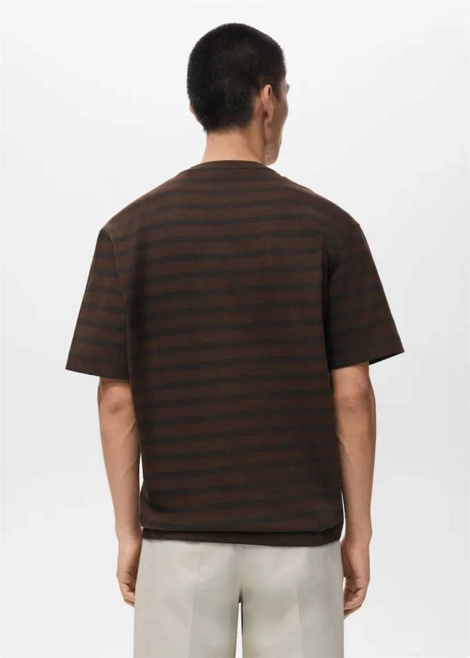 T-shirt rayé 100 % coton à coupe décontractée