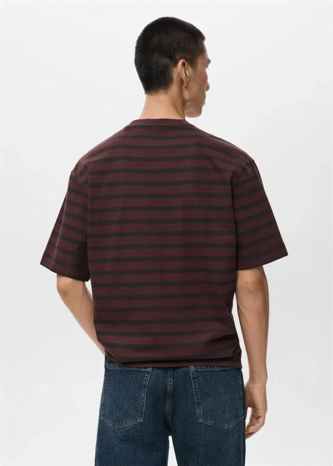 T-shirt rayé 100 % coton à coupe décontractée