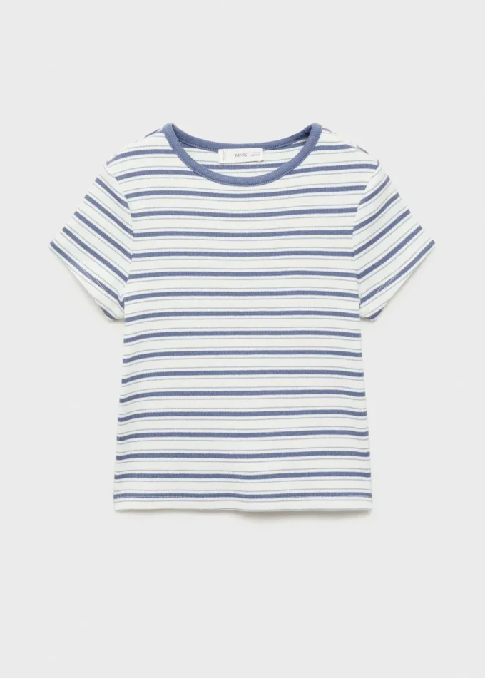 T-shirt rayé avec col contrasté