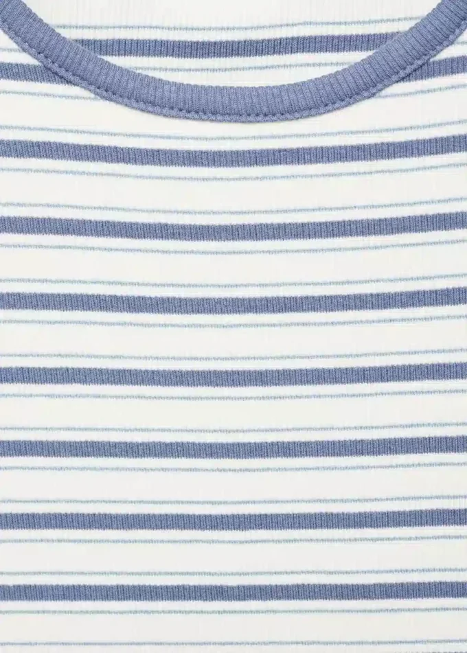 T-shirt rayé avec col contrasté