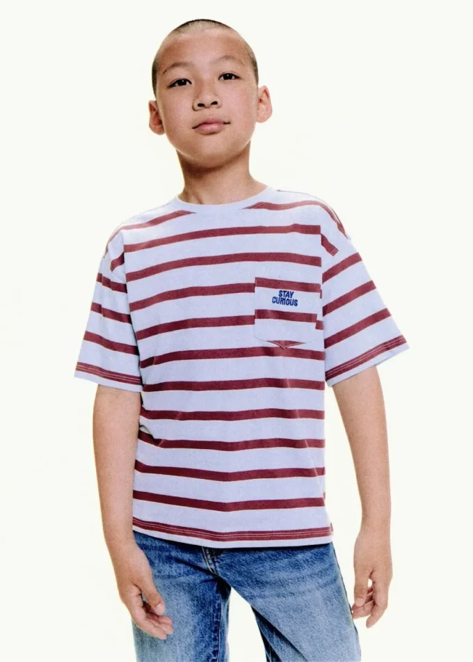 T-shirt rayé avec détails brodés