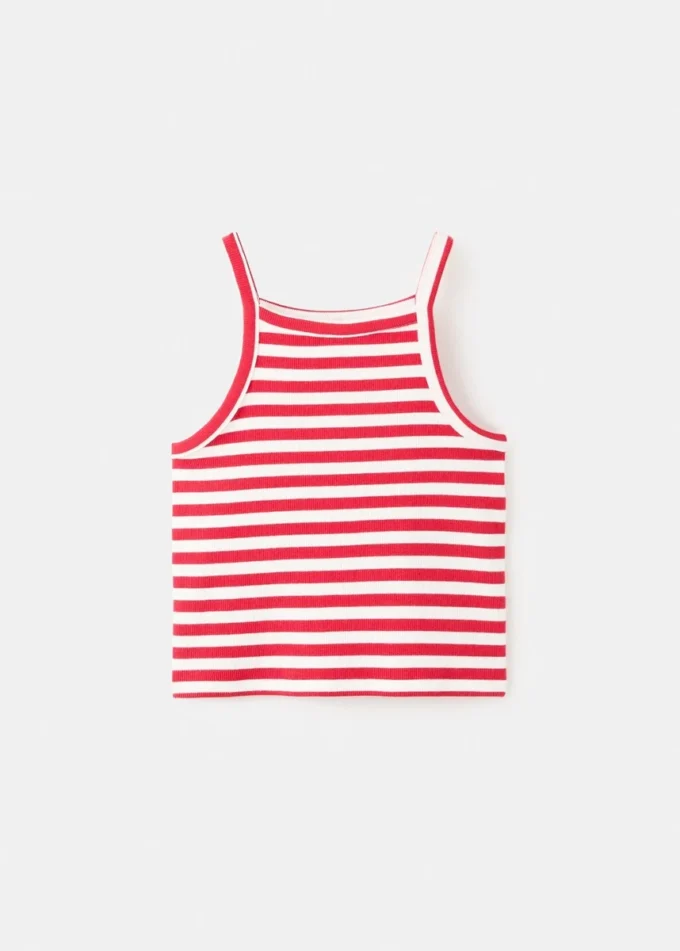 T-shirt rayé en maille côtelée