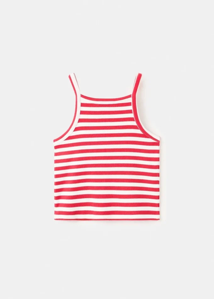T-shirt rayé en maille côtelée