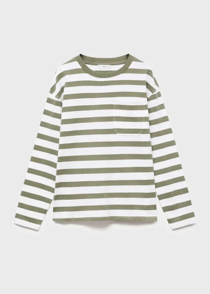 T-shirt rayé à poche poitrine