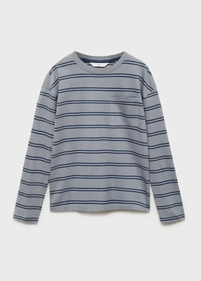 T-shirt rayé à poche poitrine
