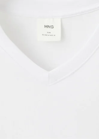 T-shirt slim fit à col en V 100 % coton