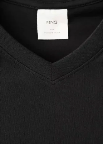T-shirt slim fit à col en V 100 % coton