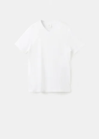 T-shirt slim fit à col en V 100 % coton