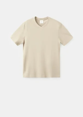 T-shirt slim fit à col en V 100 % coton