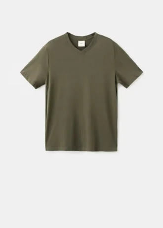 T-shirt slim fit à col en V 100 % coton
