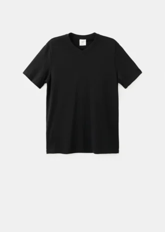 T-shirt slim fit à col en V 100 % coton