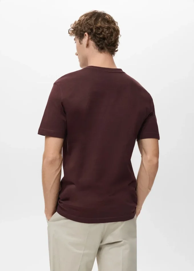 T-shirt slim fit à col en V 100 % coton
