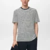 T-shirt slim fit en lin à rayures