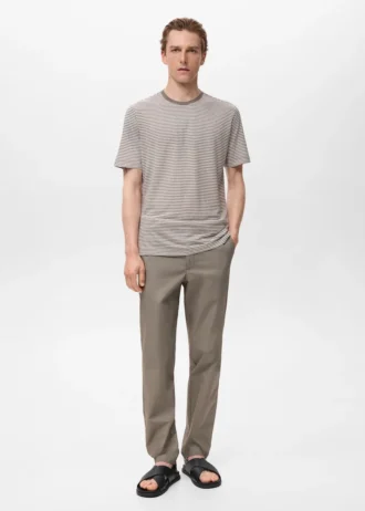 T-shirt slim fit en lin à rayures