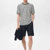 T-shirt slim fit en lin à rayures