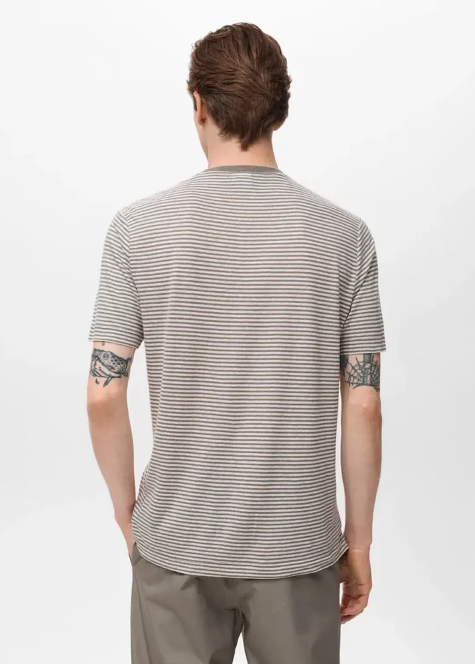T-shirt slim fit en lin à rayures
