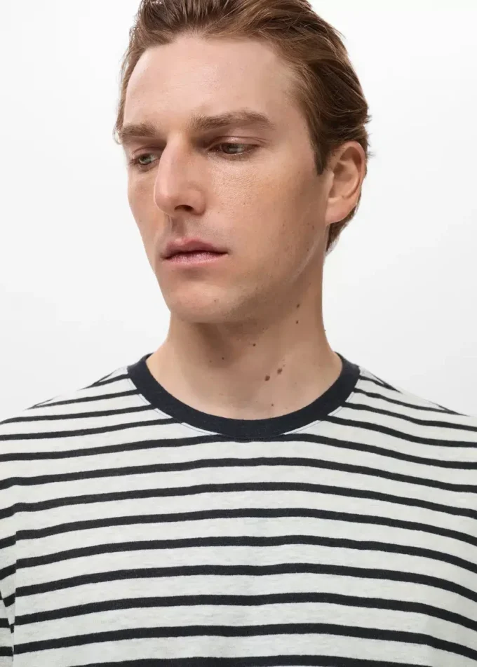 T-shirt slim fit en lin à rayures