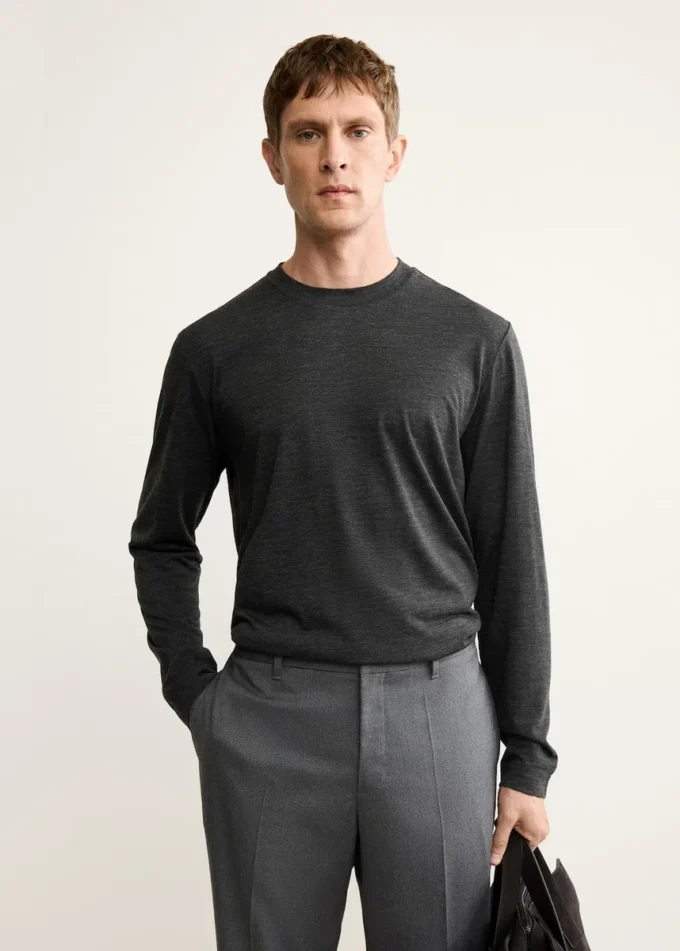 T-shirt slim fit en mélange de laine