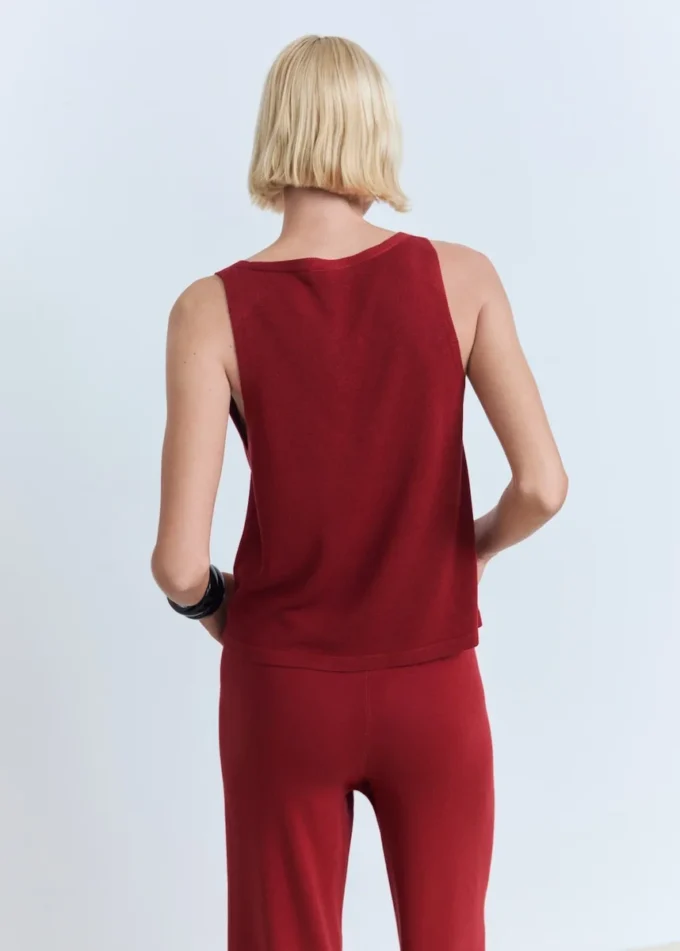 Top en maille à col en V