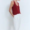 Top en maille à col en V