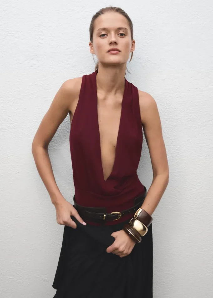 Top en maille à encolure en V