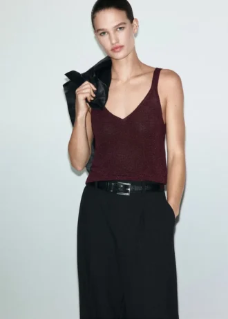 Top en maille lurex à col en V