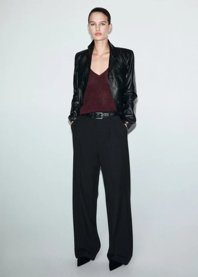 Top en maille lurex à col en V