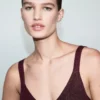 Top en maille lurex à col en V