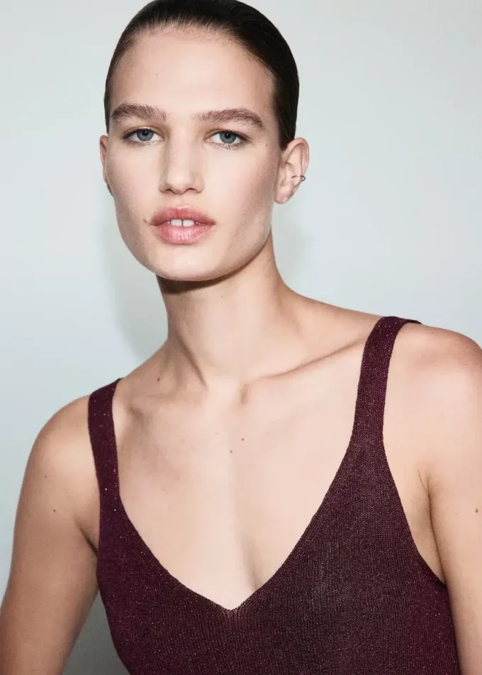 Top en maille lurex à col en V
