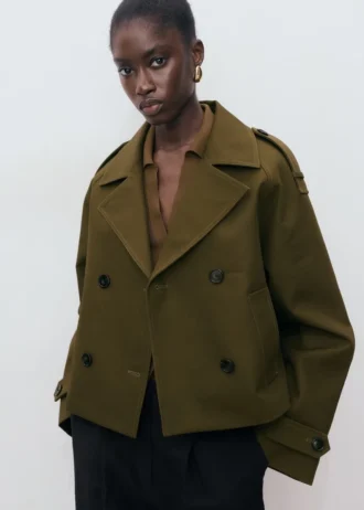 Trench-coat court oversize à double boutonnage