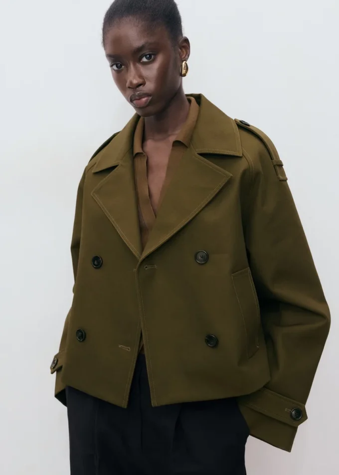 Trench-coat court oversize à double boutonnage Trench-coat court oversize à double boutonnage