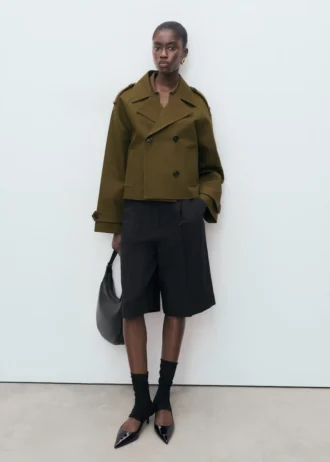 Trench-coat court oversize à double boutonnage
